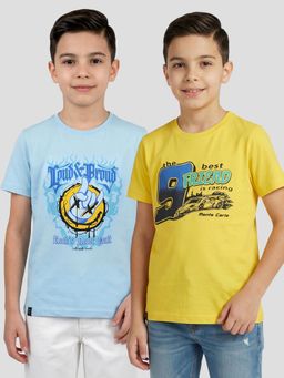 Blue Giraffe - Monte Carlo Boys Regular Fit Printed Round Neck Half Sleeve T-Shirt Pack of 2