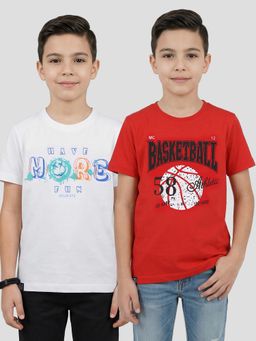 Blue Giraffe - Monte Carlo Boys Regular Fit Printed Round Neck Half Sleeve T-Shirt Pack of 2