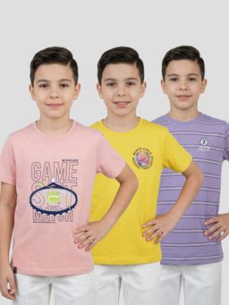 Blue Giraffe - Monte Carlo Boys Regular Fit Half Sleeve Round Neck Printed T-Shirt Pack of 3