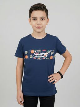 Blue Giraffe - Monte Carlo Boys Regular Fit Half Sleeve Round Neck Printed T-Shirt