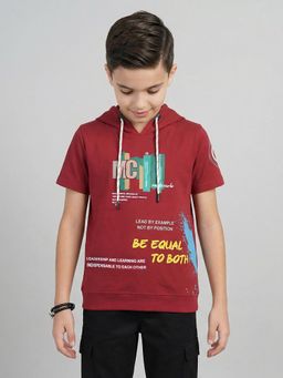 Blue Giraffe - Monte Carlo Boys Regular Fit Hooded Half Sleeve T-Shirt