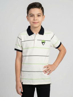 Blue Giraffe - Monte Carlo Boys Regular Fit Collar Half Sleeve Stripes Polo T-Shirt
