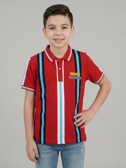 Blue Giraffe - Monte Carlo Boys Regular Fit Half Sleeve Polo Neck Stripes T-Shirt