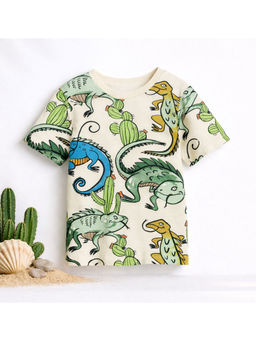 Blue Giraffe - Googo Gaaga Boys Cotton Chameleon Printed Half Sleeve T-Shirt