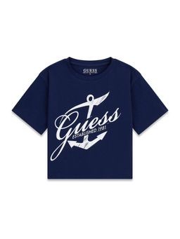 Guess - Navy Blue Cotton Logo Girls T-Shirt