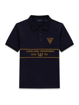 Blue Giraffe - Guess Black Cotton Embroidered Boys Polo T-Shirt