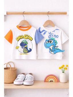 Blue Giraffe - Googo Gaaga Girls Cotton Printed Half Sleeve T-Shirt Pack of 2