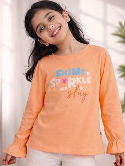Blue Giraffe - Purple United Kids Girls Peach Full Sleeve T-Shirt