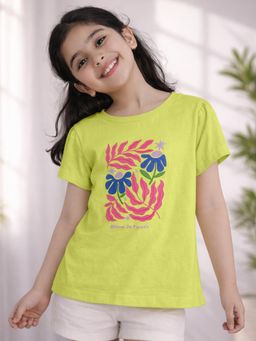 Blue Giraffe - Purple United Kids Girls Light Green Floral T-shirt