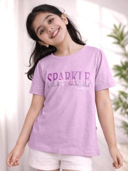 Blue Giraffe - Purple United Kids Girls Lavender Sparkle Graphic T-shirt