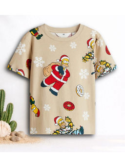 Blue Giraffe - Googo Gaaga Boys Cotton Santa Printed Half Sleeve T-Shirt