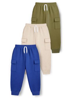 Trampoline - Boys Solid Cargo Joggers With Pockets Pack of 3