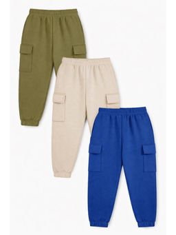 Trampoline - Boys Cotton Blend Knit Solid Cargo Joggers Pack of 3