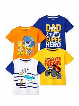 Blue Giraffe - Trampoline Boys Cotton Blend Printed T-Shirts Pack of 4