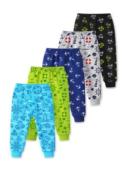 Trampoline - Boys Cotton Blend Knit Printed Joggers Pack of 5