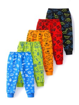 Trampoline - Boys Cotton Blend Knit Printed Joggers Pack of 5