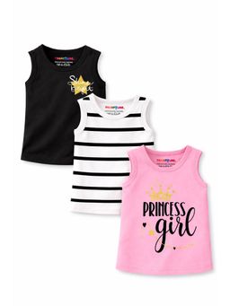 Trampoline - Girls Graphic Printed Sleeveless T-Shirts Pack of 3