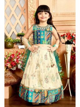 Lagorii - Girls Multi-Color Silk Blend Embroidered Choli And Lehenga With Dupatta