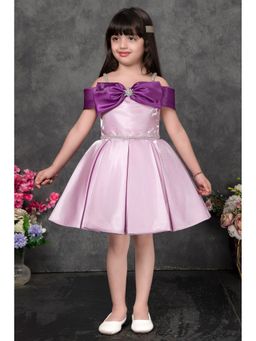 Lagorii - Girls Lavender Satin Embellished Knee Length Dress