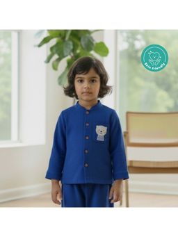 Kids of Greendeer - Blue Muslin Cotton Woven Full Sleeves Textured Shirt