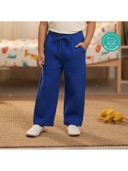 Kids of Greendeer - Blue Muslin Cotton Woven Softener Washed Textured Pant