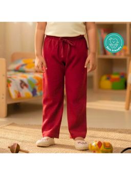 Kids of Greendeer - Maroon Muslin Cotton Woven Softener Washed Solid Pant