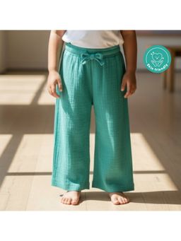 Kids of Greendeer - Green Muslin Cotton Woven Softener Washed Textured Pant