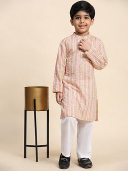 Maaesa - Boys Cotton Pink Printed Kurta And Pyjama