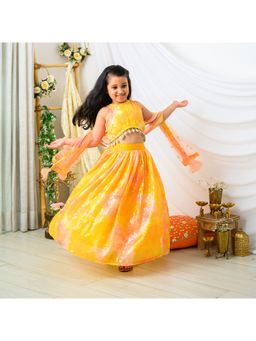 Fairies Forever - Girls Yellow Embellished Lehenga With Choli And Dupatta