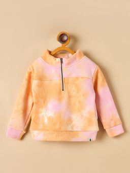 Stylo Bug - Girls Orange Fleece Tie & Dye Sweatshirt