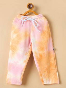 Stylo Bug - Girls Orange Fleece Tie & Dye Track Pant