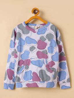 Stylo Bug - Girls Multi-Color Cotton Abstract Sweatshirt