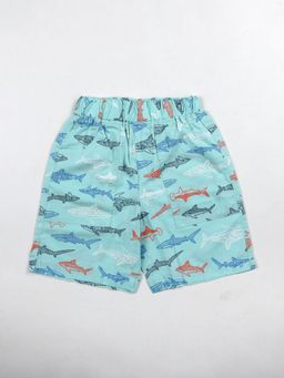 KiddoPanti - Boys Cotton Black Woven All Over Printed Shorts