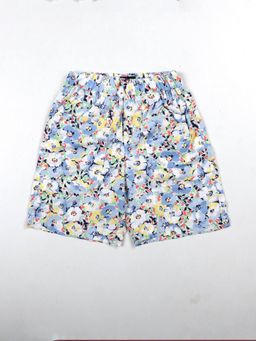 KiddoPanti - Boys Cotton Blue Woven All Over Printed Shorts