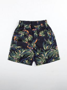 KiddoPanti - Boys Cotton Navy Blue Woven All Over Printed Shorts