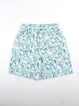 KiddoPanti - Boys Cotton Blue Woven All Over Printed Shorts