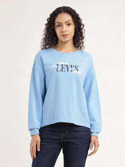 Levi's - Womens Blue Solid Crew Neck Sweatshirt