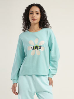 Levi's - Womens Blue Printed Crew Neck Sweatshirt