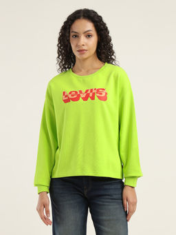 Levi's - Womens Green Solid Crew Neck Sweatshirt