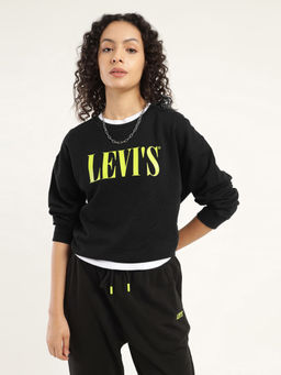 Levi's - Womens Black Solid Crew Neck Sweatshirt