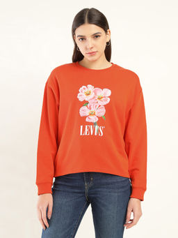 Levi's - Womens Orange Printed Crew Neck Sweatshirt