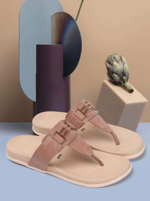 Buy ELLE Peach Women Solid Plain Flats Online