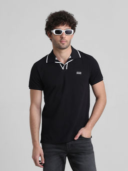 Jack & Jones - Black Slim Fit Non Stretch Polo T-Shirt