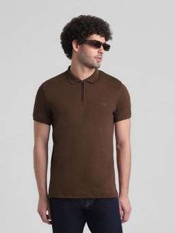 Jack & Jones - Brown Slim Fit Non Stretch Polo T-Shirt