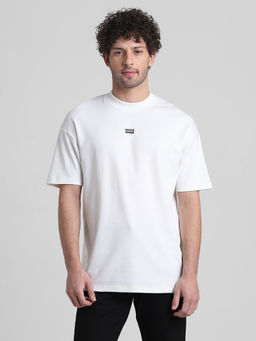 Jack & Jones - White Drop Shoulder-Boxy Fit Non Stretch T-Shirt