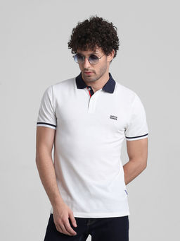Jack & Jones - White Slim Fit Non Stretch Polo T-Shirt