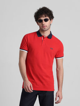 Jack & Jones - Red Slim Fit Non Stretch Polo T-Shirt