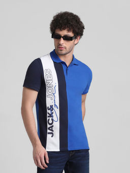 Jack & Jones - Blue Slim Fit Non Stretch Polo T-Shirt