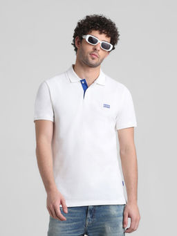 Jack & Jones - White Slim Fit Non Stretch Polo T-Shirt
