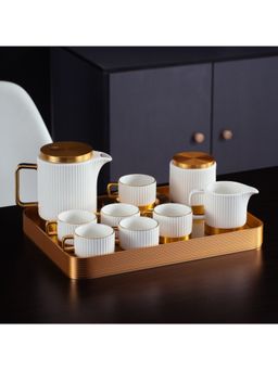 Momentz - Ceramic 16 Pc Luxury Tea Set With Tray White
